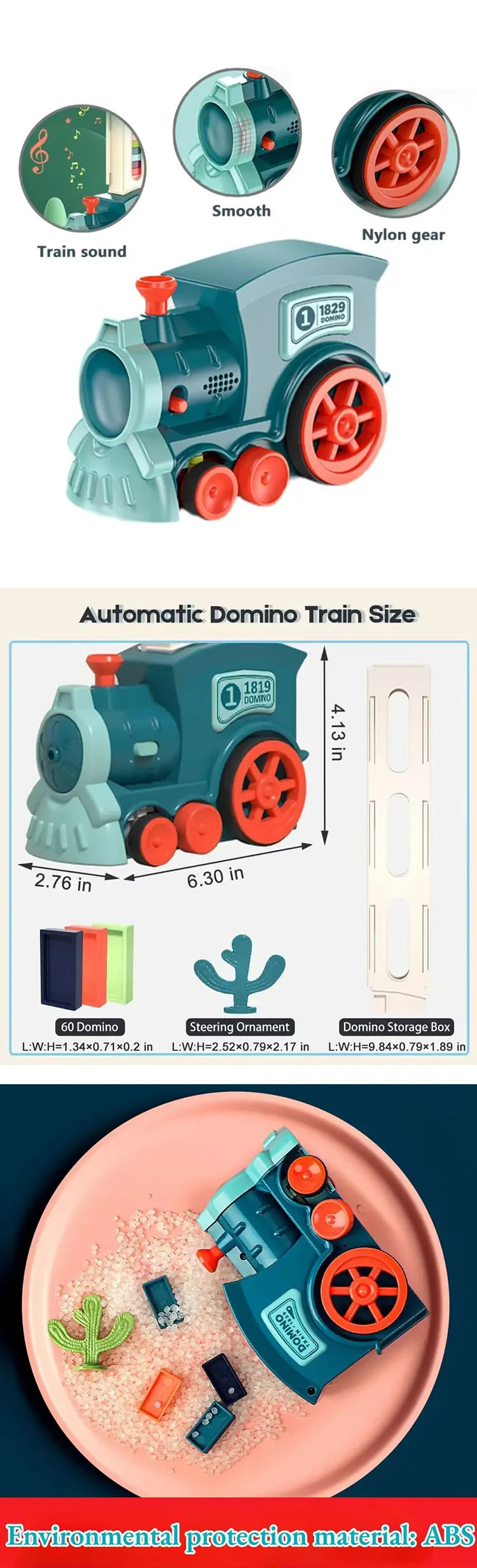 Domino children's puzzle building blocks automatically put small train chain reaction mechanism