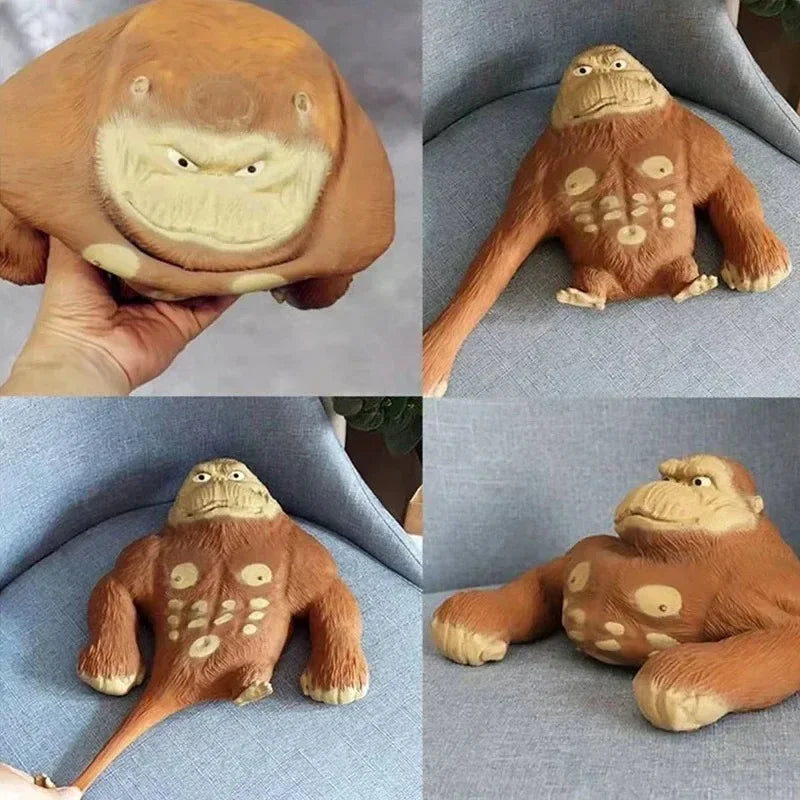 Cute Gorilla Figurines Humorous Expression Monkey Statues Stretchable Squeeze Animal Figure Office Ornament Home Decoration