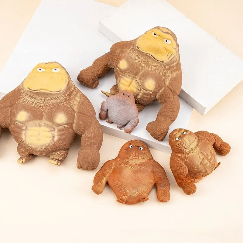 Cute Gorilla Figurines Humorous Expression Monkey Statues Stretchable Squeeze Animal Figure Office Ornament Home Decoration
