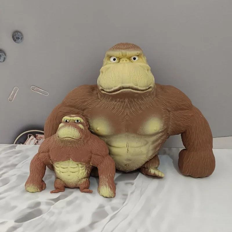 Cute Gorilla Figurines Humorous Expression Monkey Statues Stretchable Squeeze Animal Figure Office Ornament Home Decoration