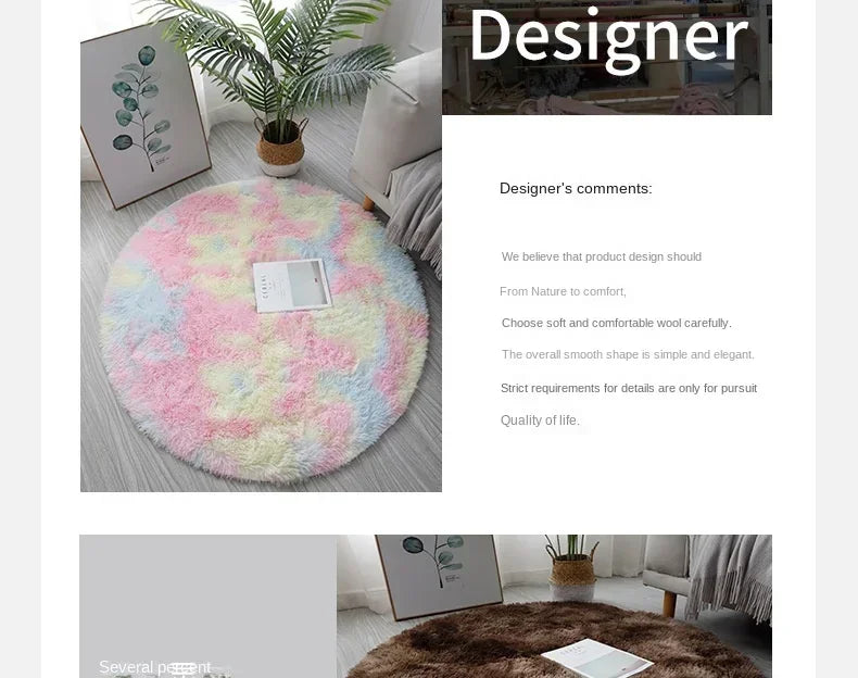 Ultra Soft Plush Round Rug Mat - Fluffy White Carpet for Living Room, Home Decor and Bedroomr, Bedroom and Kids Room
