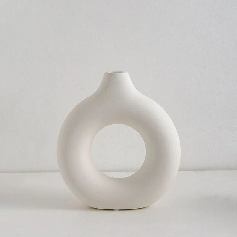 Donut Shape Single Flower Pot Home Living Room Decoration Table Ornaments Circle Flower Arrangement Vase