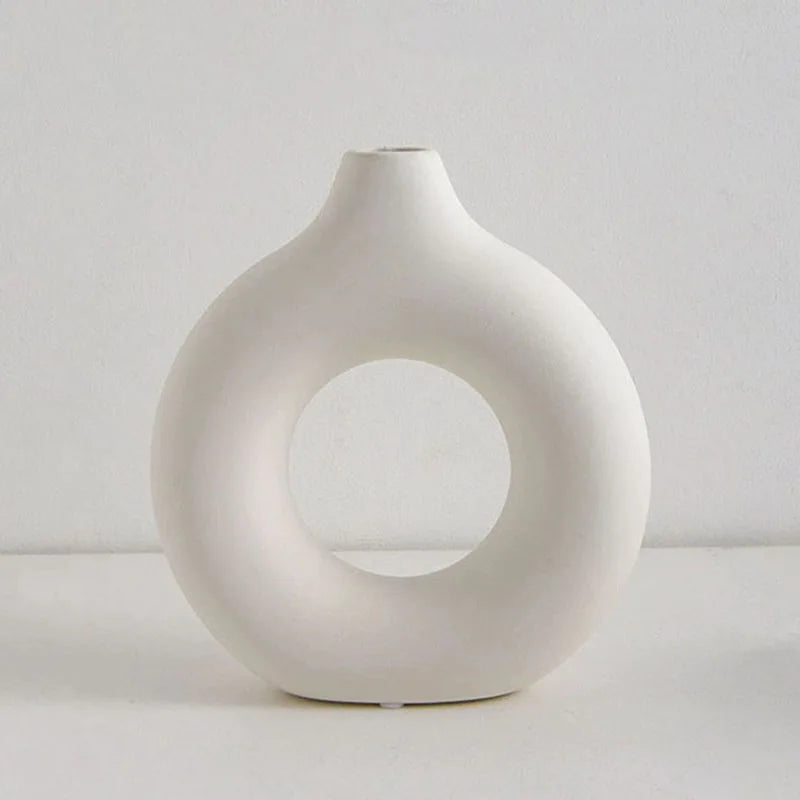 Donut Shape Single Flower Pot Home Living Room Decoration Table Ornaments Circle Flower Arrangement Vase