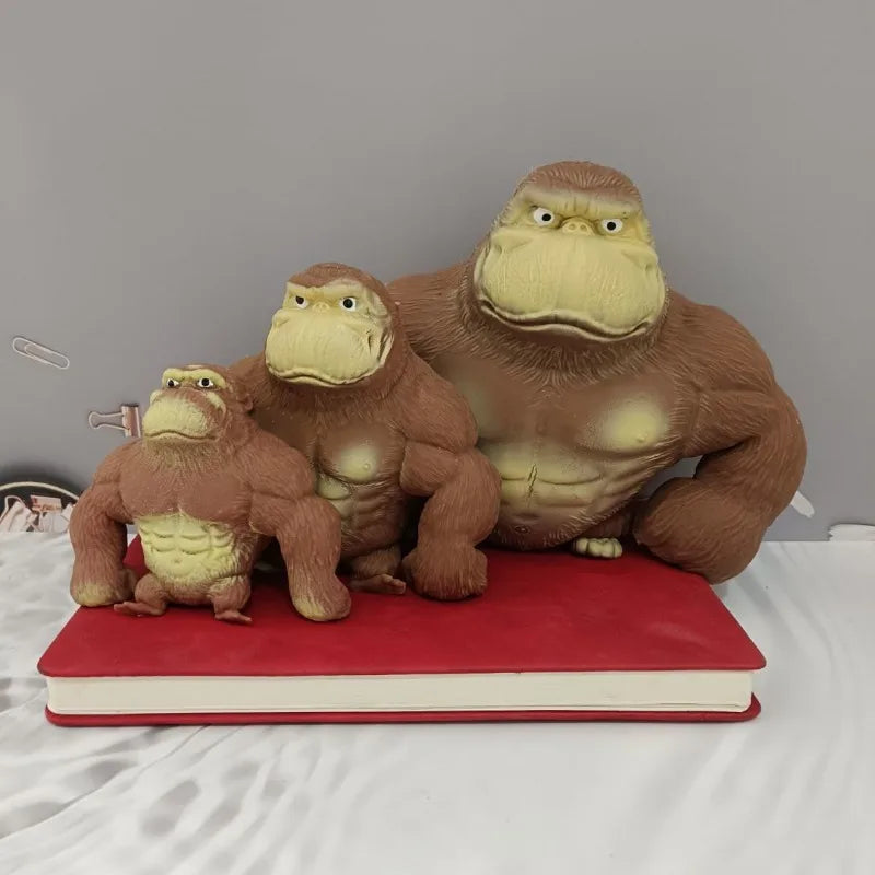 Cute Gorilla Figurines Humorous Expression Monkey Statues Stretchable Squeeze Animal Figure Office Ornament Home Decoration