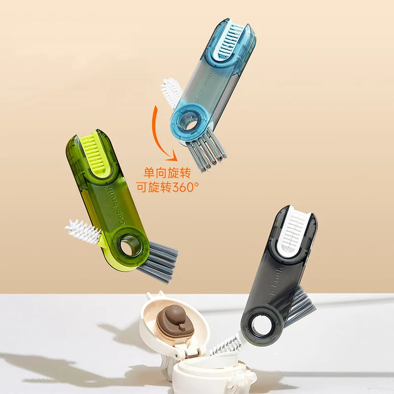 1pcs Lamgool 3 in 1 Bottle Gap Cleaner Brush Multifunctional Brush Cup Crevice Cleaning Tools Mini Silicone Cup-Holder Cleaner