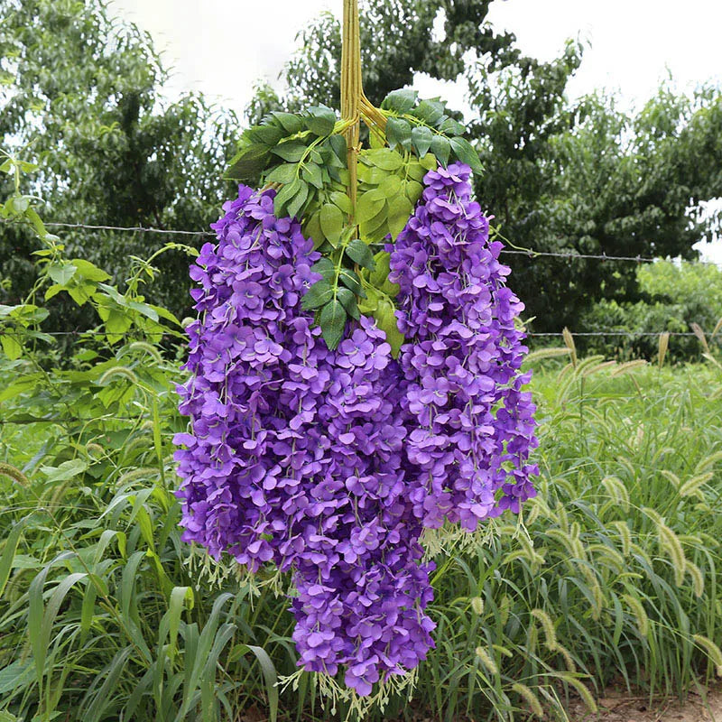 12pcs Artificial Wisteria Flowers String Hanging Garland Outdoor Wedding Garden Arch Decoration Home Party Decor Fake Flower